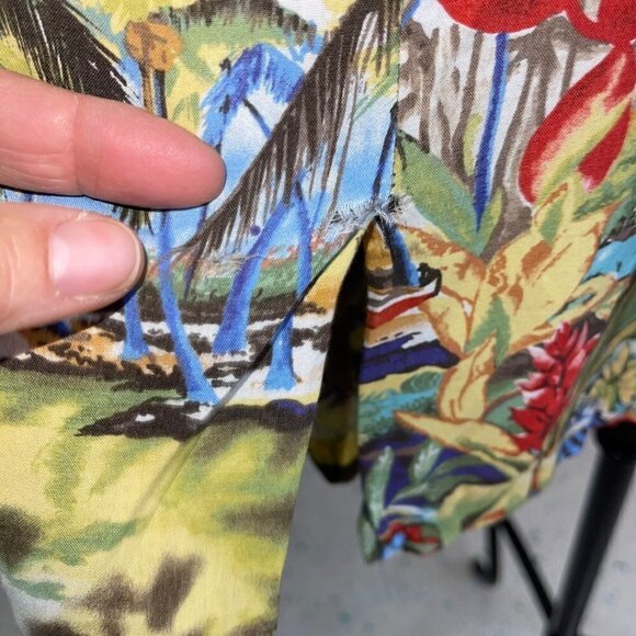 Reyn Spooner Dress Size Medium Vintage Rayon Hawaiian Print Peggy Chun Art Rare - Picture 7 of 13